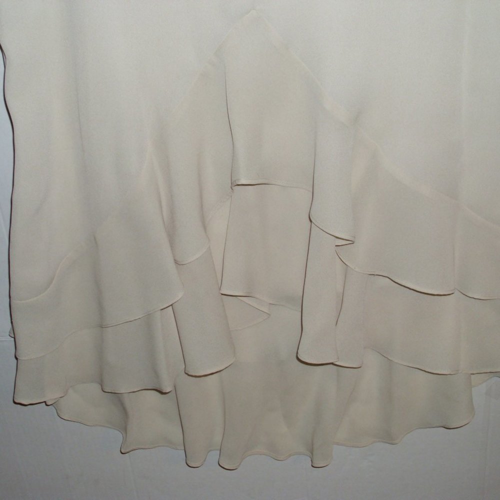 Ivory Sheer Lightweight Chiffon Asymmetrical Ruffle Skirt Size: US 4 (S)